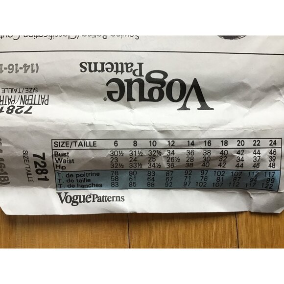 Misses or Petite 1980s Blouse Pattern Bust 36 38 40 Vogue 7281 UNCUT - Picture 4 of 6